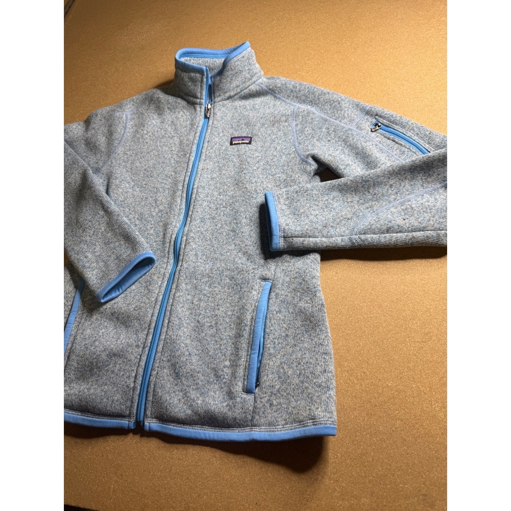 Patagonia Better Sweater Full Zip Jacket Light Blue Heathered Knit Womens Small